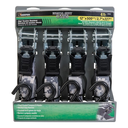 Keeper Keeper 1 in. W X 12 ft. L Multicolored Tie Down Strap 500 lb 4 pk 43509